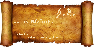 Janek Mónika névjegykártya