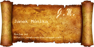 Janek Mónika névjegykártya